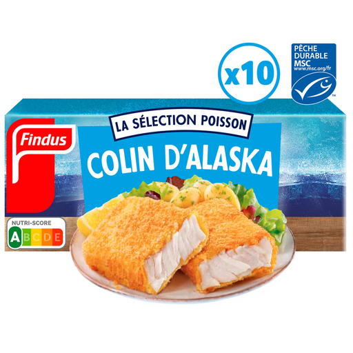 [3599740007273] FINDUS Filetes empanados de abadejo de Alaska MSC 10 piezas 0.51 kg