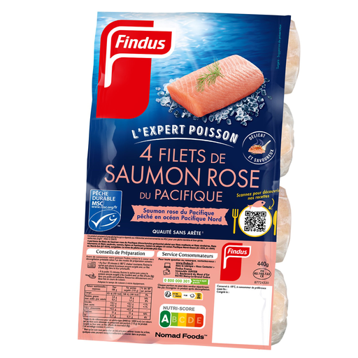 [3599741001843] FINDUS Filetes de salmón rosado salvaje del Pacífico 400 g