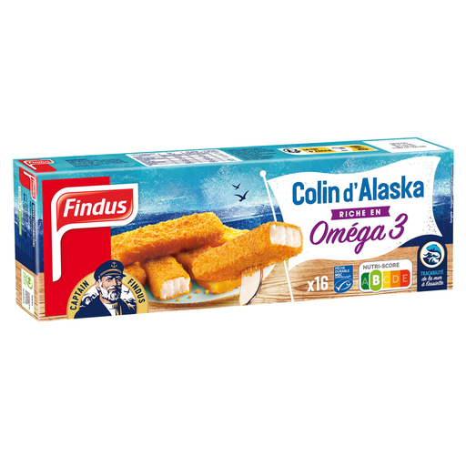 [3599741003311] FINDUS Bastoncitos de abadejo de Alaska MSC 16 piezas 448 g