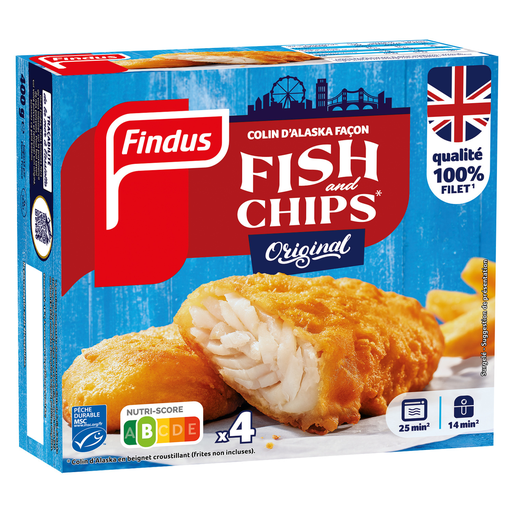[3599741003380] FINDUS Abadejo de Alaska MSC estilo Fish & Chips X4 400g