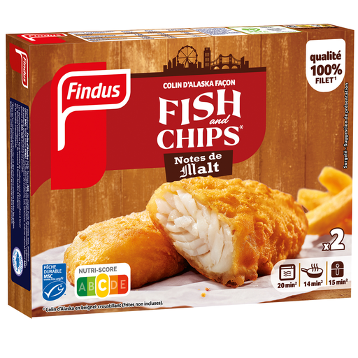 [3599741004653] FINDUS Abadejo de Alaska MSC estilo Fish & Chips notas de Malta 240 g