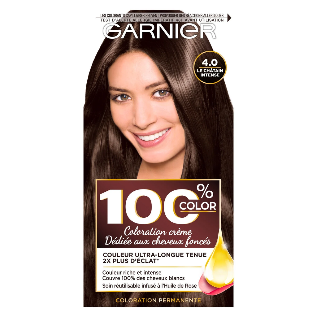 100% COLOR Cheveux Permanente 4.0 Le Chatain Intense la boîte