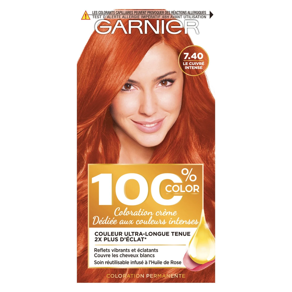 100% COLOR Permanente Capilar 7.40 Le Cuivré Intense la caja
