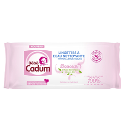 BEBE CADUM Toalhitas de Água de Limpeza para Bebé, pacote de 76 toalhitas
