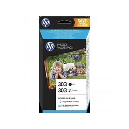 HP Value Pack Photo 303 Noir/trois couleurs (40 feuilles, 10 x 15cm)