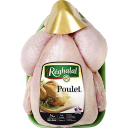 REGHALAL Poulet entier blanc prêt à cuire, France,