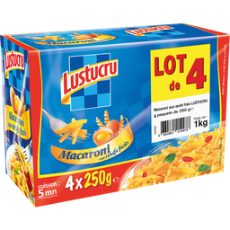 LUSTUCRU Macaroni aux œufs frais 4 paquets 1kg