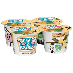 LES 2 VACHES Yaourt vanille de Madagascar BIO 4x115g