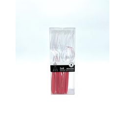 NUPIK Talheres de plástico x18 vermelho reutilizável