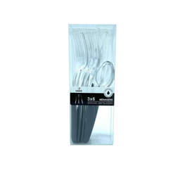 NUPIK Talheres de plástico preto x18, conjunto de 6 packs