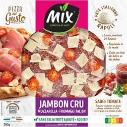 MIX Pizza del gusto jambon cru mozzarella fromage italien sauce tomate 380 g