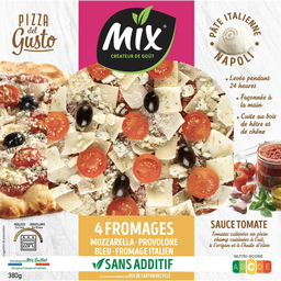 MIX Pizza del gusto 4 fromages mozzarella provolone bleu fromage italien sauce tomate 380 g