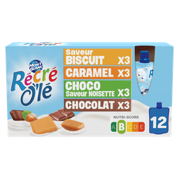 RÉCRÉ OLÉ Gourdes Dessert Lacté Multi-Variétés 12x85g