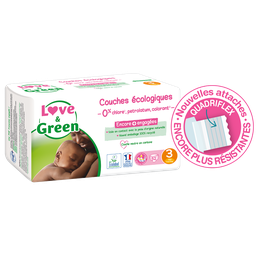 LOVE & GREEN Couches Bébé Taille 3 4-9kg Ecologiques Hypoallergénique LOVE & GREEN