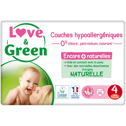 LOVE & GREEN Couches Bébé Taille 4 7-14kg Hypoallergéniques LOVE & GREEN