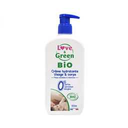 LOVE & GREEN Crème hydratante bébé visage et corps Bio 500 ml