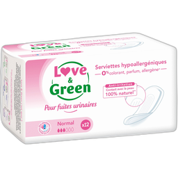 LOVE & GREEN Serviettes pour fuites urinaires hypoallergéniques Normal 12 pièces