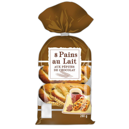 AUCHAN Pains au lait aux pépites de chocolat 8 pièces 280g