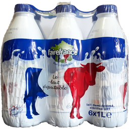 FAIRE FRANCE Leche semidesnatada de comercio justo 6 x 1 L