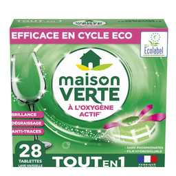 MAISON VERTE Tablettes lave-vaisselle bioactive la boite de 28 tablettes