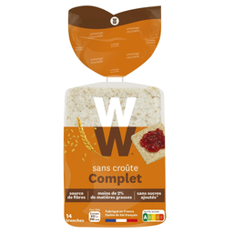 LA BOULANGERE pain de mie sans croute complet weight watchers 330g
