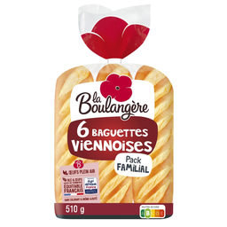 LA BOULANGERE Baguette viennoise nature 6 pièces 510 g