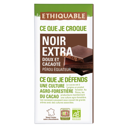 ETHIQUABLE Tableta de chocolate negro extra bio Côte d'Ivoire Equateur 100 g