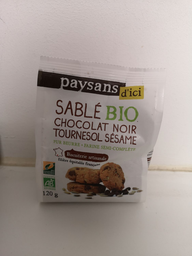 PAYSANS D'ICI Sablé Chocolat Tournesol Sésame Haute-Garonne BIO 120 g