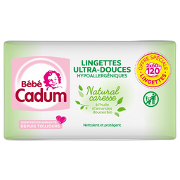BEBE CADUM Toalhitas Natural Caresse Ultra-Suaves Hipoalergénicas 120 toalhitas