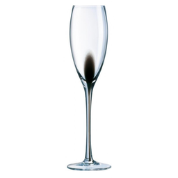 LUMINARC Copa de champán Drip negra, set de 4 copas 22 cl
