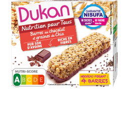 DUKAN Barras de cereais farelo de aveia, sementes de chia e chocolate sem açúcares adicionados 111 g