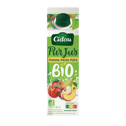 CIDOU Sumo puro de maçã pera pêssego BIO 1.0 L