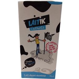 LAITIK Lait Demi-Écrémé Stérilisé UHT 1 L