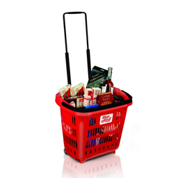 ARAVEN Cesta con ruedas roja 34 L - Pack de 10