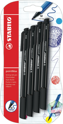 STABILO Rotuladores de escritura PointMax negros el lote de 4