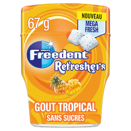 FREEDENT Chewing-Gum Goût Tropical Sans Sucres REFRESHERS la boîte de 30 cubes
