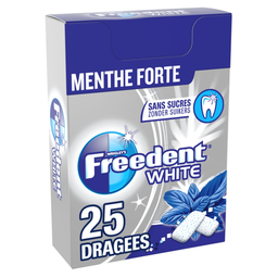 FREEDENT Chewing-gum sans sucres Menthe Forte WHITE 25 dragées