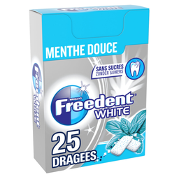 FREEDENT Chewing-gum sans sucres Menthe Douce WHITE 25 dragées