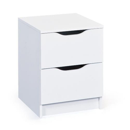 INTERLINK Mesita de Noche 2 Cajones Madera Melamina Blanco Bakus, la commode