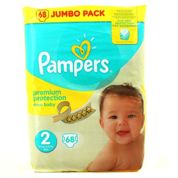 PAMPERS Pañales para Bebé Premium Protection Talla 2, 68 unidades