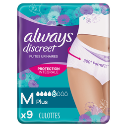 ALWAYS Braguitas Incontinencia Discreet Plus Talla M - 9 unidades