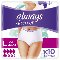 ALWAYS Braguitas Incontinencia Discreet Normal Talla L 10 braguitas