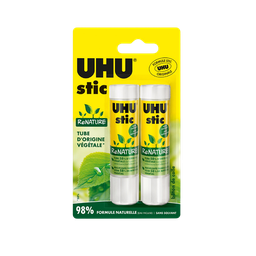 UHU Bâtons de colle - Lot de 2 Stic blanc ReNature 21g