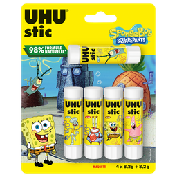 UHU Lot de 4 bâtons de colle + 1 gratuit coloris aléatoire 8.2g