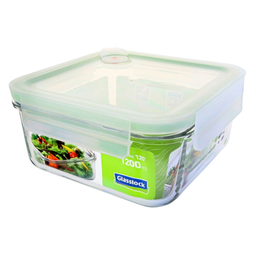 GLASSLOCK Recipiente hermético cuadrado de vidrio 1200 ml