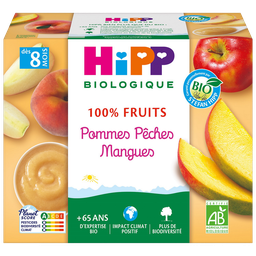HIPP Puré de Maçã Pêssego Manga 4 x 100 g