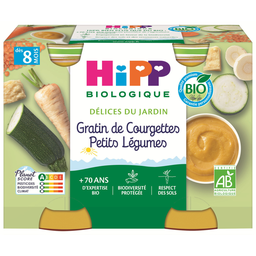 HIPP Gratinado de curgete e legumes, 2 frascos de 190 g