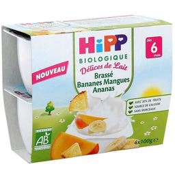 HIPP Yogur de Frutas Plátano Mango Piña 6M 4 x 100 g