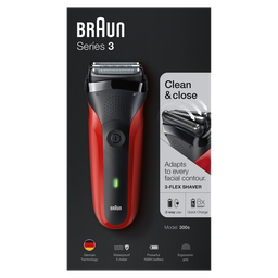 BRAUN Máquina de Barbear S3 300S vermelha lâmina flutuante 30 minutos