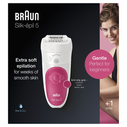 BRAUN Silk-épil 5-500 Depiladora Elétrica Mulher, Rosa/Branco